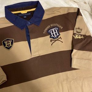 Mens Tommy Hilfiger Brown Stripe Polo
